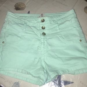 Aqua high waisted shorts